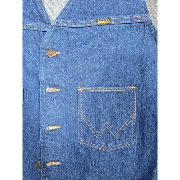 Vintage Wrangler Denim Vest Mens Large Blue Authentic Western Made USA 90s - Picture 4 of 8
